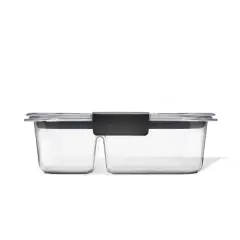Rubbermaid Brilliance 2.85c Plastic Divided Meal Prep Food Storage Container Clear: Dishwasher, Microwave & Freezer Safe