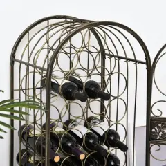 Resenkos Garden Arch Plant Support Trellis,45 Bottle Wrought Iron Wine Rack Jail with Lock - Antique Bronze