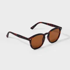 Men's Plastic Round Tortoise Shell Sunglasses - Goodfellow & Co&trade; Assorted Browns: UV Protection, Impact-Resistant