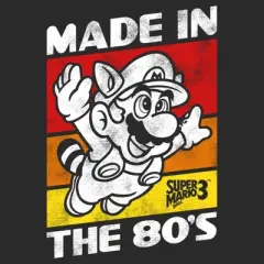 Men's Nintendo Raccoon Mario Made in the 80's  T-Shirt - Black - 4X Big Tall
