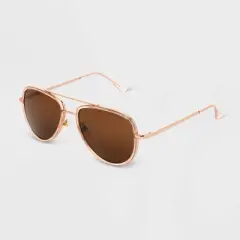 Women's Shiny Metal Aviator Sunglasses - Universal Thread&trade; Blush