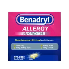 Benadryl Liqui-Gels Diphenhydramine Antihistamine Allergy Relief & Cold Medicine - 24ct