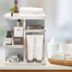 Sorbus 360&deg; Bamboo Rotating Makeup Organizer - Multi-Function Storage Carousel stores Cosmetics, Skin Care, and more