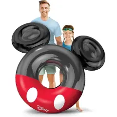 GoFloats Disney Mickey Mouse Kids' Pool Float Party Tube Inflatable Raft - Black/Red/White
