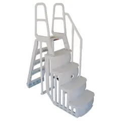 Main Access 48 to 54" Step Ladder for Above Ground Swimming Pools with Mountable Smart Color Changing LED Light and Remote Control