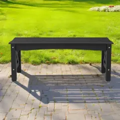 VEVOR Outdoor Bench, 44.5 inch, 600 lbs Weight Capacity, Weatherproof Plastic Frame with Adjustable Level Footpads and Thick Leg, Black