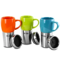 Mr. Coffee 16oz 3pk Stainless Steel Traverse Colorful Travel Mugs with Lids
