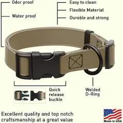 Dogline Biothane Waterproof Collar with QR Buckle Coyote Brown