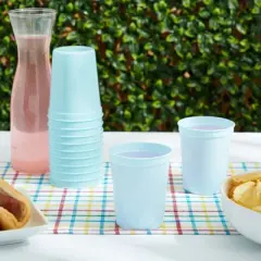 Blue Panda 24 Pack 16oz Light Blue Plastic Stadium Cups for Birthday Parties, Graduations, Bridal Showers, Baby Showers
