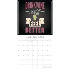 The Gifted Stationery 2024 Square Wall Calendar, Wine Signs, 16-Month Funny Corner Theme with 180 Reminder Stickers (12 x 12 In)
