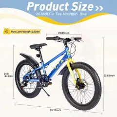 NicBex 20"Kids Mountain Bike with Suspension Fork for Kids&Teens,Steel Frame,Shimano 7 Speeds with Dual Disc Brakes,Durable Wide Tires