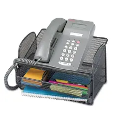 Safco Onyx Angled Mesh Steel Telephone Stand, Black, 11.75" x 9.25" x 7"