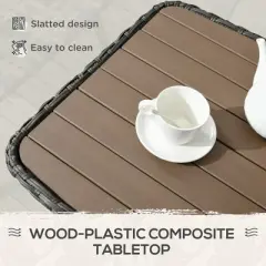 Syemin Patio End Table, Rectangular Outdoor Dining Table with All-Weather Faux Wood Top for Garden, Lawn, Patio, Brown, 43.3"*23.6"*22"