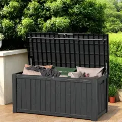 NAYSAYE Deck Box, 120 Gal Outdoor Storage Deck Box, Small Patio Storage Bin for Garden Tools, 54.25"*26.5"*24.2"