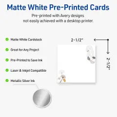 Avery Square Business Cards, Floral Design, 2-1/2" x 2-1/2", 90ct