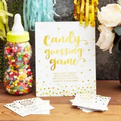 Sparkle and Bash 38 Pieces Big Baby Bottle for Shower Game, Candy Guess How Many, Gold Foil Polka Dot Confetti, for Baby Showers Party Games, 11 In