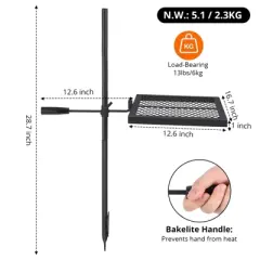 Swivel Campfire Grill, Heavy Duty Steel Mesh Grate, Camping Grates, Camping Essentials with Carrying Bag, for Outdoor Campsite & Party(Set of 2)