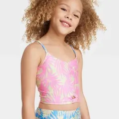 Girls' Leaf Printed Midkini Set - art class&trade; Light Pink/Light Blue/Cream