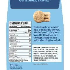MadeGood Organic Vegan Gluten Free Vanilla Cookies -7oz