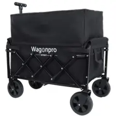 Expandable Dual-Layer Utility Wagon with 100% Extra Space - 225lbs Grocery Cart for Camping, Shopping, Sports, Gardening, Fishing, Pink