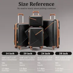 TOBILI Luggage Sets 4 Piece(14/20/24/28), Expandable Lightweight Suitcase with 4 Double 360 Degrees Mute Spinner Wheels