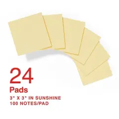 Staples Ultra Sticky Notes 3" x 3" Sunshine Collection 100 Sheets/Pad 24 Pads/Pack (ST62888)