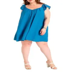 ELOQUII Women&rsquo;s Plus Size Puff Sleeve Mini Dress