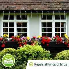 De-Bird Bird Scare Rods, Bird Deterrents for Outside, Easy-Install Bird Deterrent, Woodpecker Deterrent, 12-Pk