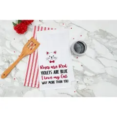 C&F Home Valentine's Day "I Love My Cat" Whiskers Embroidered Flour Sack Kitchen Dishtowel