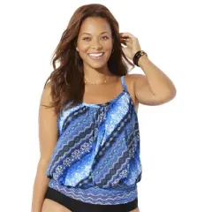 Swimsuits for All Women&rsquo;s Plus Size Lightweight Blouson Tankini Top
