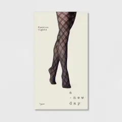 Women's Bias Plaid Tights - A New Day Black