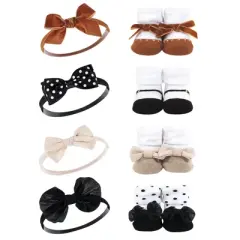 Hudson Baby Infant Girl 16Pc Headband and Socks Giftset, Classic Neutrals, One Size