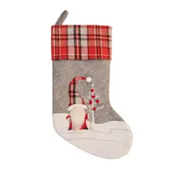 Season's Designs 20In Santa Gnome Stocking W/ Plaid Cuff