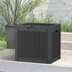 MAYEERTY 30 Gallon Large Capacity Outdoor Deck Box for Patio Furniture Cushions, Pillow with Wheels, Black