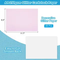 Unique Bargains Glitter Sparkly Card Stock for Scrapbook Card Making DIY 60 Pcs