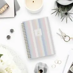 Blue Sky Rachel Parcell 2025-2026 Weekly/Monthly Wirebound Planner 5"x8" Printed Allie Warm Stripe