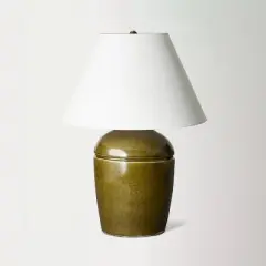 Medium High Gloss Ceramic Table Lamp Green - Threshold&trade; designed with Studio McGee
