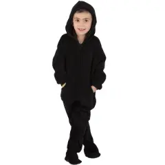 Footed Pajamas - Jet Black Toddler Hoodie Chenille Onesie