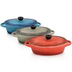 Crockpot Wexford 3 Piece 6.7oz Stoneware Mini Oval Casserole Set in Assorted Colors