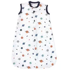 Hudson Baby Infant Boy Premium Quilted Sleeveless Sleeping Bag and Wearable Blanket, Space