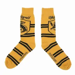 Harry Potter Hogwarts House Crests on Varsity Stripes Men's Casual Crew Socks (5 Pairs)