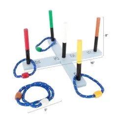 Toy Time Rope Ring Toss Game - 16" Base / 5 x 5" Rings - White, Blue