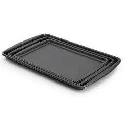 Gibson Home Love To Bake Nonstick Steel Jelly Roll 3 Piece Baking Sheet Set in Gray