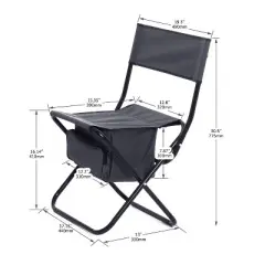 Sevobal Outdoor Portable Chairs 5PCS Folding Table and Chair Set with Storage Bag for Patio Garden Backyard Poolside, Black, 27.56"*27.56"*27.56"