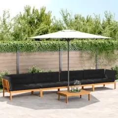 vidaXL Patio Pallet Sofa Set with Cushions, 5 Piece Furniture - Solid Acacia Wood, Modular Design, Ideal for Garden, Patio, Terrace