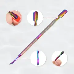 Unique Bargains Stainless Steel Double Head Cuticle Pusher Set Multicolored 4.96" 3 Pcs