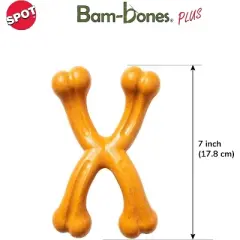 ETHICAL/SPOT Bam-Bone+ Double Wishbone Peanut Butter Flavor Dog Toy - 7"