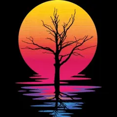 Women's Design By Humans Lone Tree Retro Spring Sunset By kirikpantai Racerback Tank Top