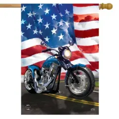 American Motorcycle Patriotic House Flag Summer Bike 28" x 40" Briarwood Lane