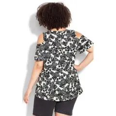 Women's Plus Size Cold Shoulder Print Top  - Sophisticate | EVANS